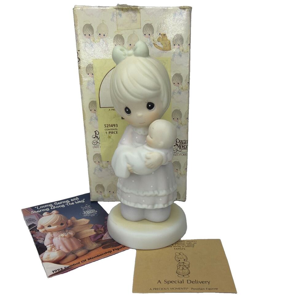 Precious Moments 1991 A Special Delivery Figurine 521493 Baby Shower Gift